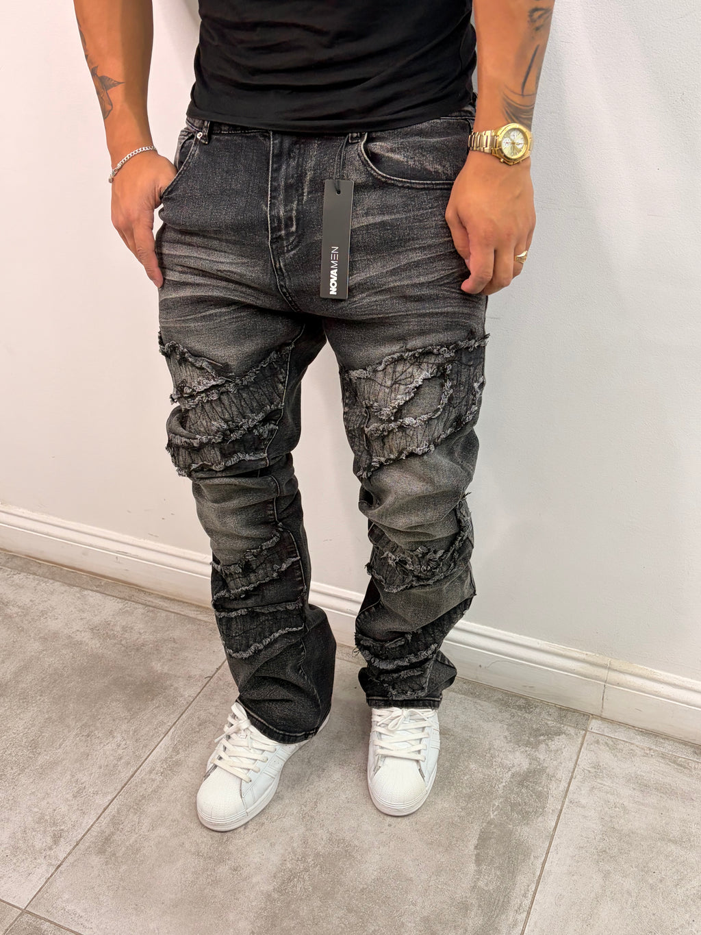 Jeans Slim Flared — Noir
